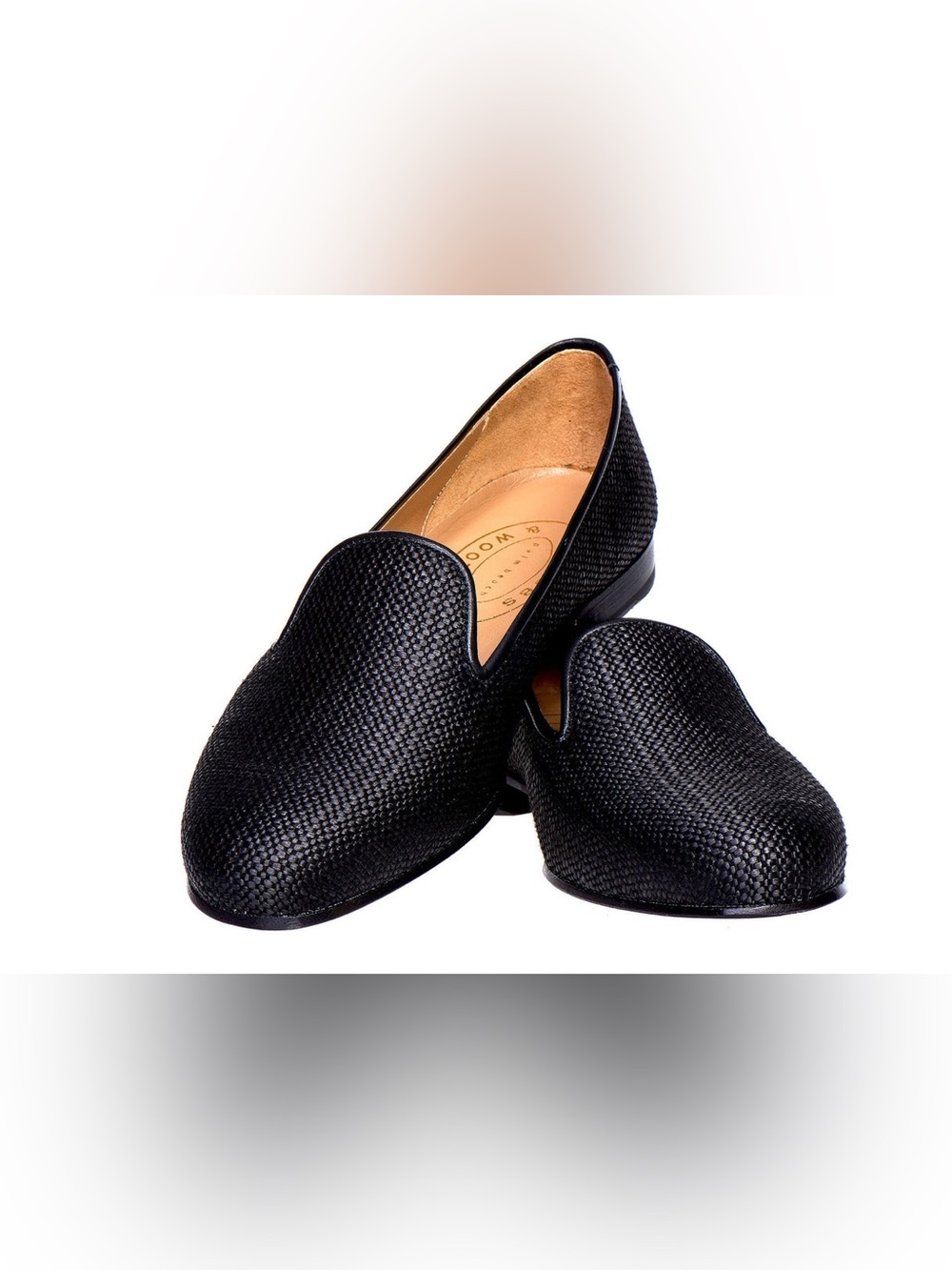 Stubbs & Wootton Raffia Noir Slipper Black Woven Loafers - Picture 3 of 8